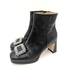 Beautiisoles Scarlet Platform Bootie Women's Side Zip Black Size US6 EU36.5